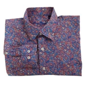 Alan Flusser Men's Long Sleeve Paisley Button Front Shirt Size Large